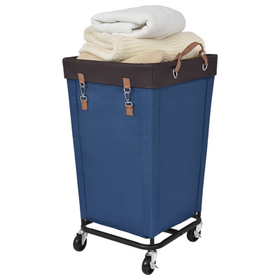 Panier à linge 160L avec roulettes, grand panier à linge pour la maison, placard, dortoir, salle de bain, buanderie, bleu