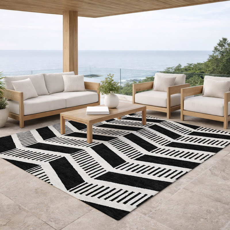 Tapis intérieur / extérieur lavable à la machine Chantille ACN2910, 3 pi x 5 pi, Noir