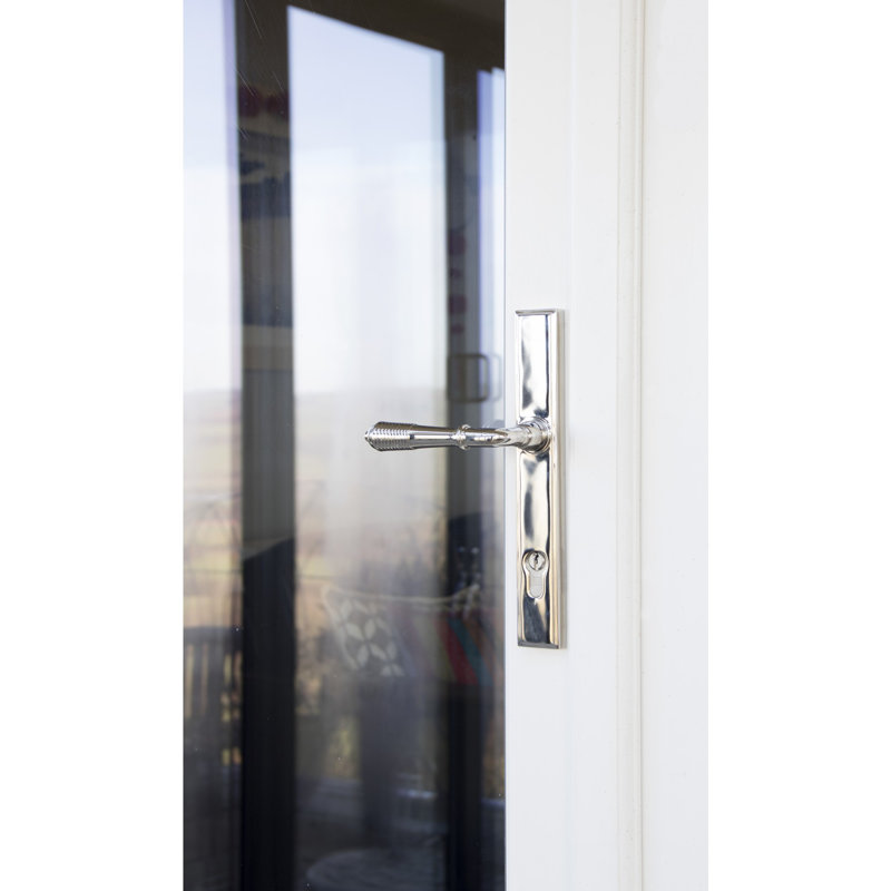 Reeded Lock Door Handle Kit, Polished Chrome