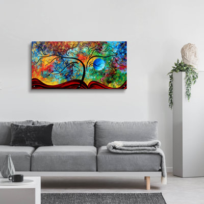  «Blue Moon Rising» par Megan Duncanson, art mural en verre acrylique, 48 po x 24 po