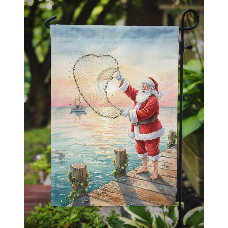 Pêche père Noël avec drapeau de jardin de Noël Castnet, Taille du jardin, Pêche au père Noël avec Castnet
