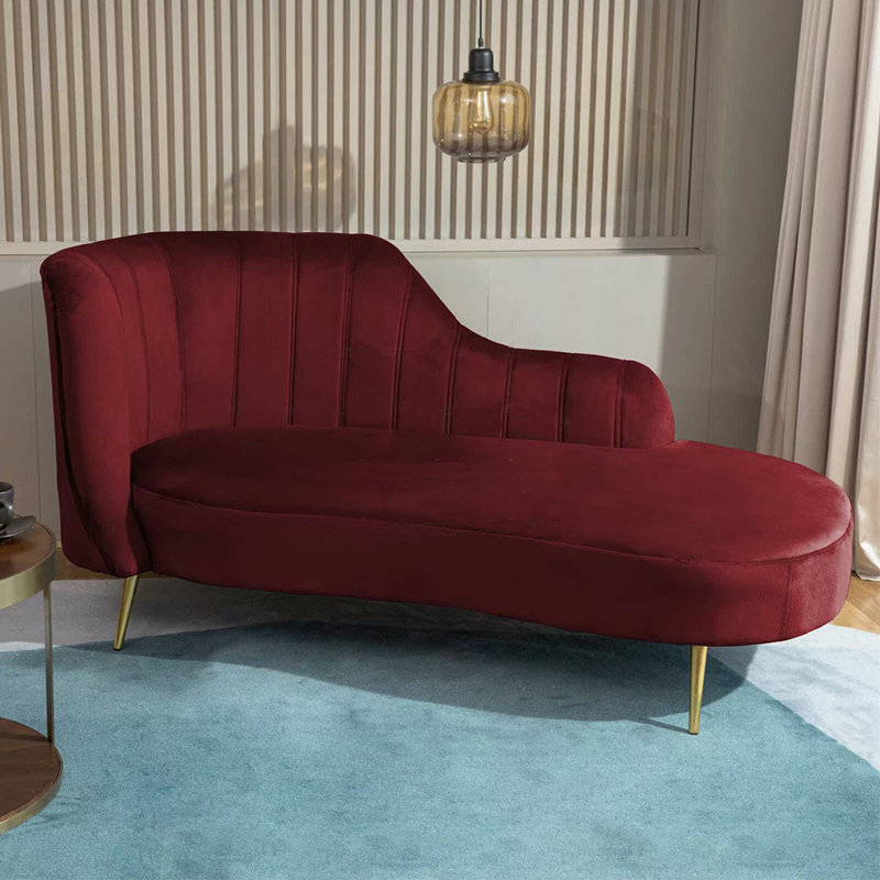 Chaise longue élégante, simple, moderne et créative, Orienté à gauche (vu de face), Rouge vin
