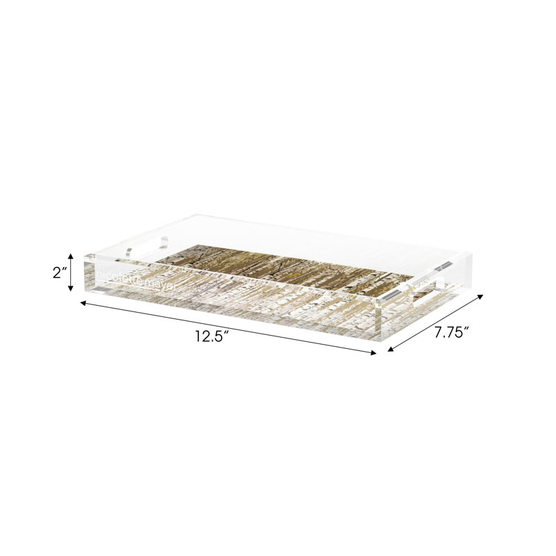 Plateau rectangulaire en bouleau, 22.5"W x 14.5"D x 2"H, Brun