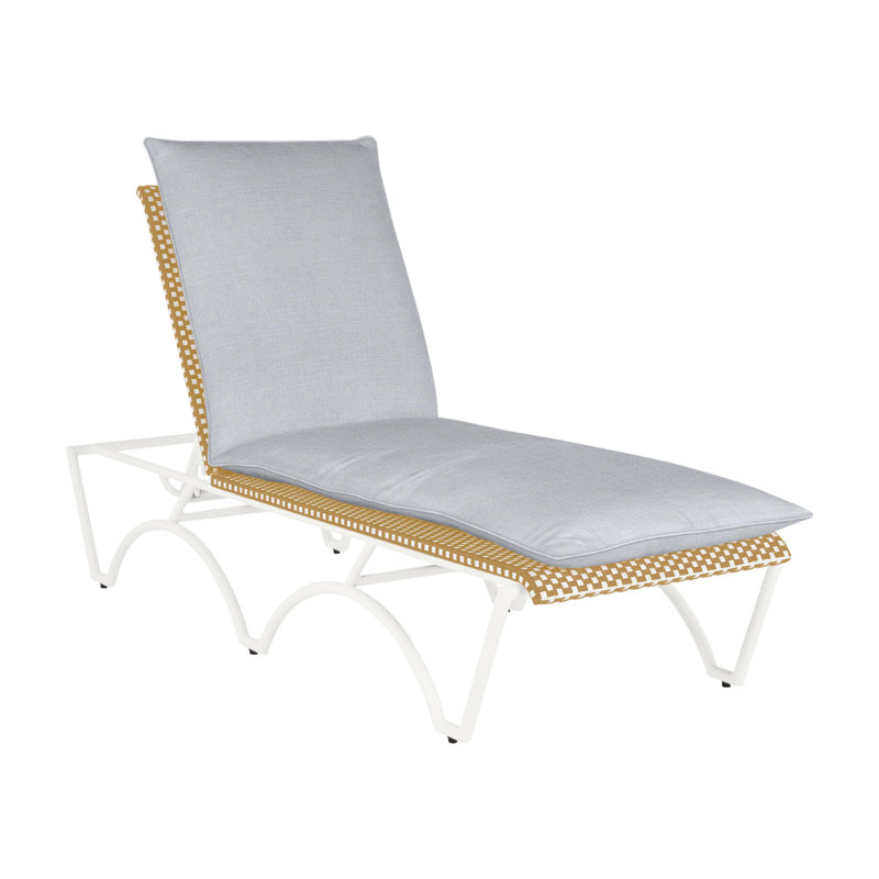 Savoy 81" Long Reclining Single Chaise with Cushions, Chalk/White/Natural, Welt, Linen Navy
