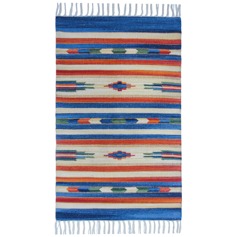 Country Southwestern Cotton Hand Woven Area Rug, Rectangle 60 x 90cm