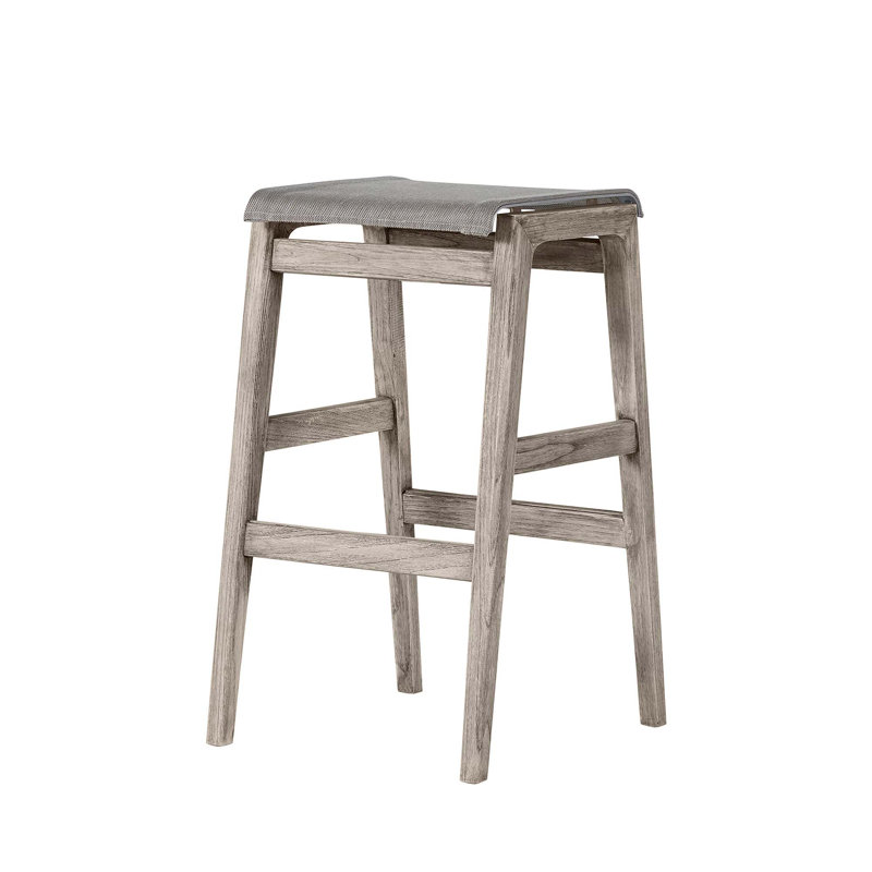 Coast Patio Bar Stool, Oyster Teak Frame/Gray Sling