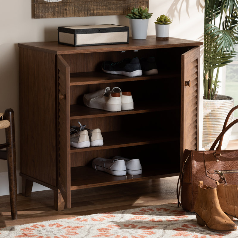 12 Pair Shoe Storage Cabinet, Walnut