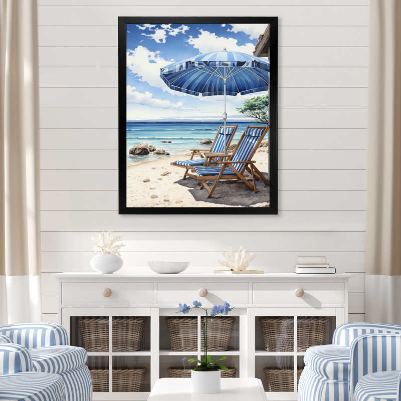 Beach Sandy Escape Pointillism I " Beach Sandy Escape Pointillism I ", Black Picture Framed, 32" H x 24" W x 1" D