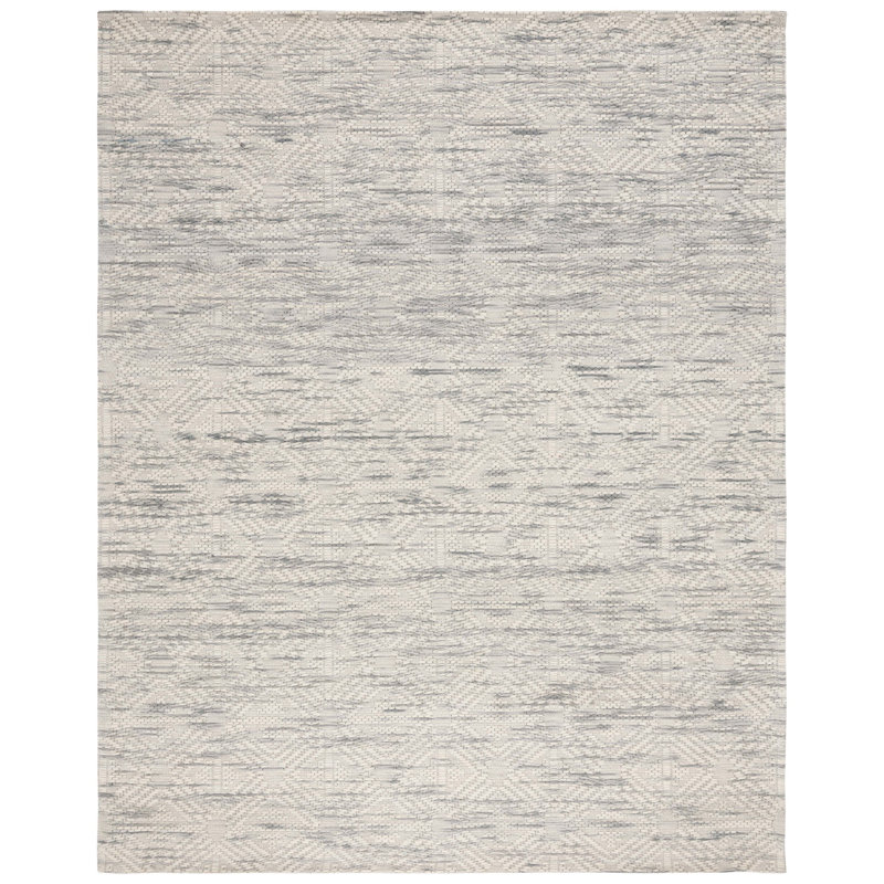 Arnetria Hand Loomed Wool And Cotton With Latex Geometric Rug, Rectangle 8' x 10'