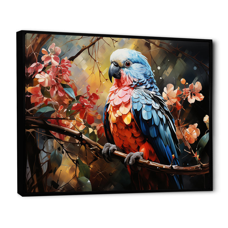 Perroquets, pays des rêves, impression sur toile, H 24 po x l 32 po x P 1 po, Cadre flottant noir