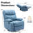 Faux Leather Nursery Rocker Recliner ,swivel Recliners For Small Spaces, Living Room Recliner With Overstuffed Arm And Back-Blue-1832841219