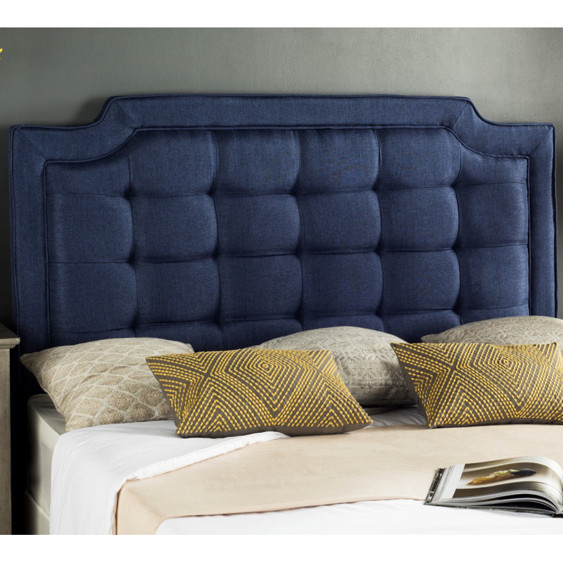 Tête de lit en tissu d'ameublement Findlay, Très grand, Polyester bleu marine