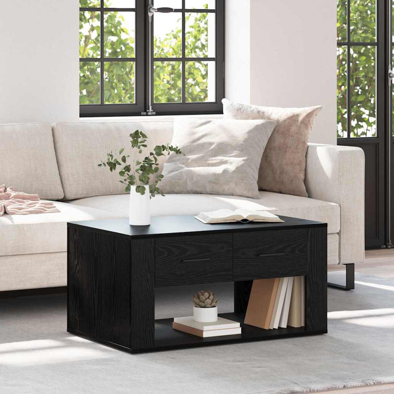 Coffee Table with Storage, Black Oak