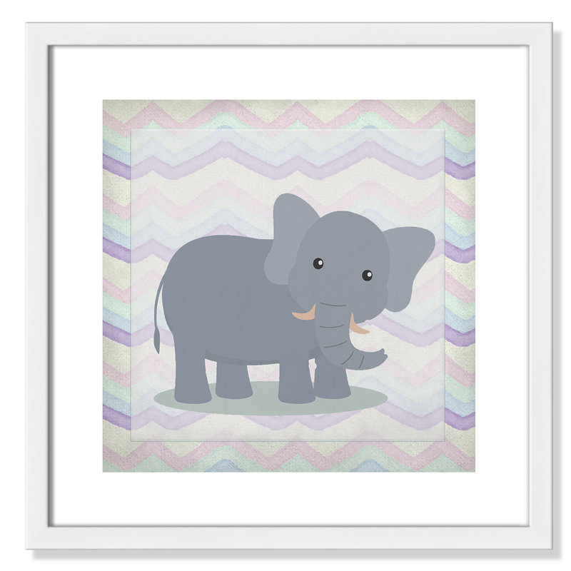 Art de l'éléphant rose, Encadré de boîte blanc, H 16 po x l 16 po x P 1,18 po