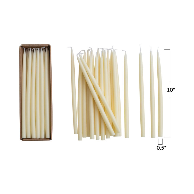 Unscented Thin Taper Candles In Box, Ivory