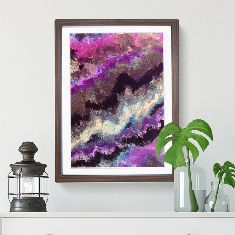 Blinded By Light Abstract - Wall Art, 66cm H x 48cm W x 2cm D, Walnut Framed, White