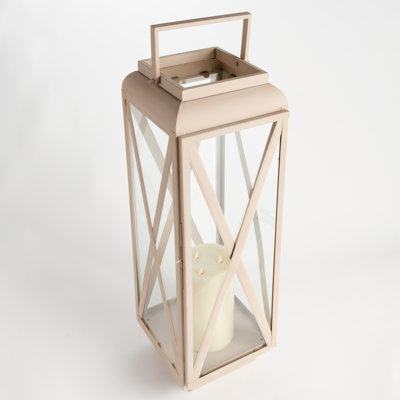 Strata Metal Sandstone-Finish Outdoor Lantern Large