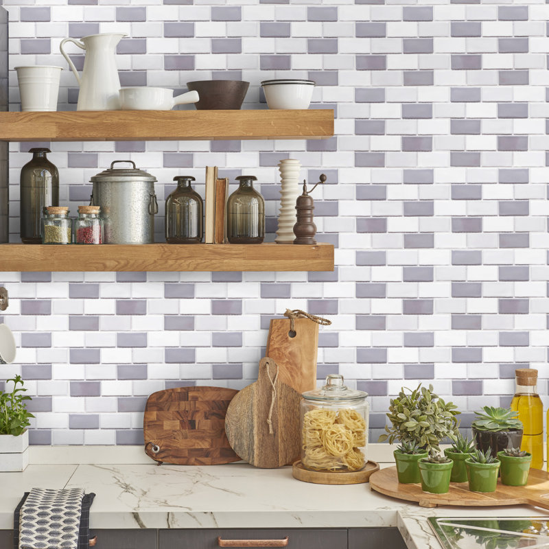 Metro Moon 14.13'' x 10.25'' Porcelain Mosaic Tile, Dark Gray/Light Gray
