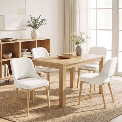 Chaise rembourrée en chenille avec pieds en bois massif