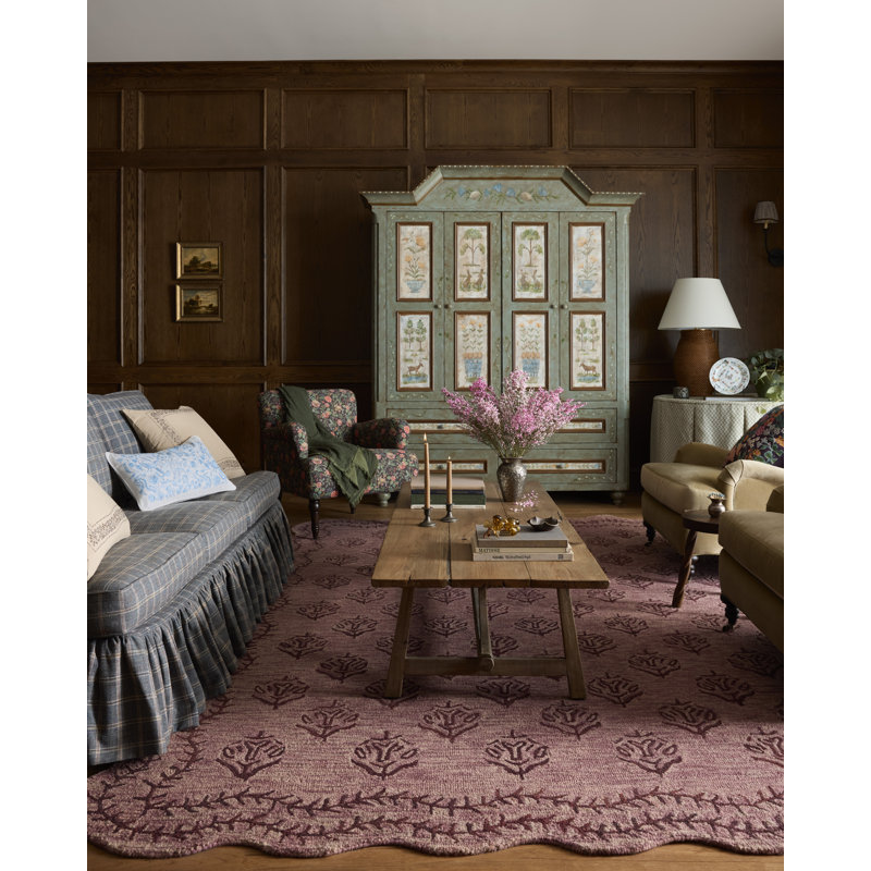 Rifle Paper Company x Loloi Lisette Plum / Dark Plum  Area Rug, Rectangle 8'6" x 11'6",  Plum/Dark Plum 