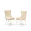 L'ensemble 5 pièces de table et chaises de cuisine comprend une table de salle à manger ronde et 4 chaises Parson rembourrées en tissu de polyester, 42 x 42 pouces, lin blanc-1034465049