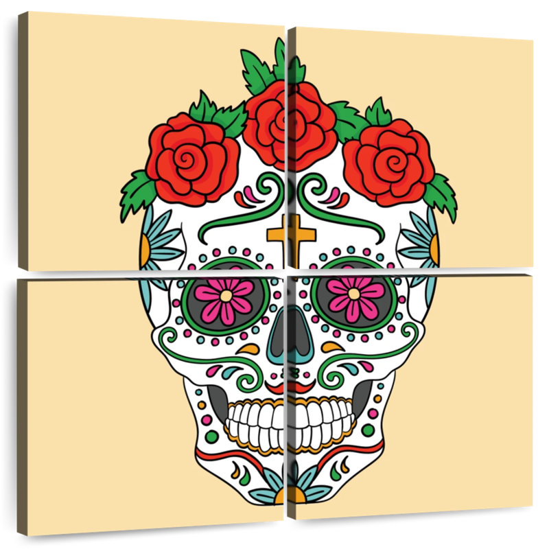 Crâne floral mexicain Kerner, H 50 po x l 50 po