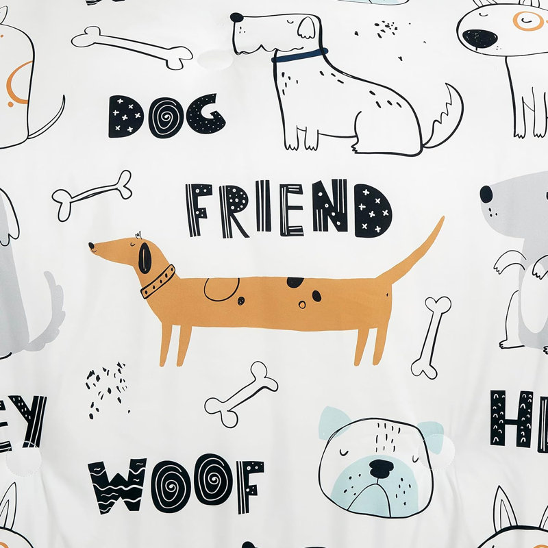 Twin Brown Microfiber Cartoon Dogs Kids Bedding Set
