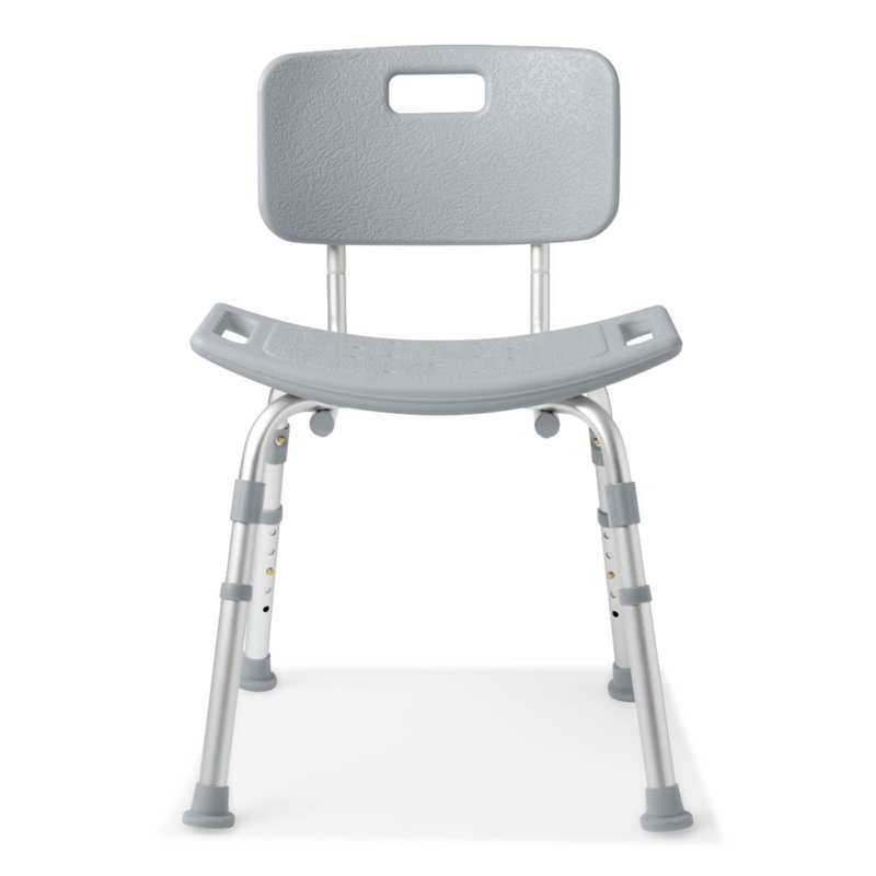 Gray Adjustable Height Shower Chair with Back Support