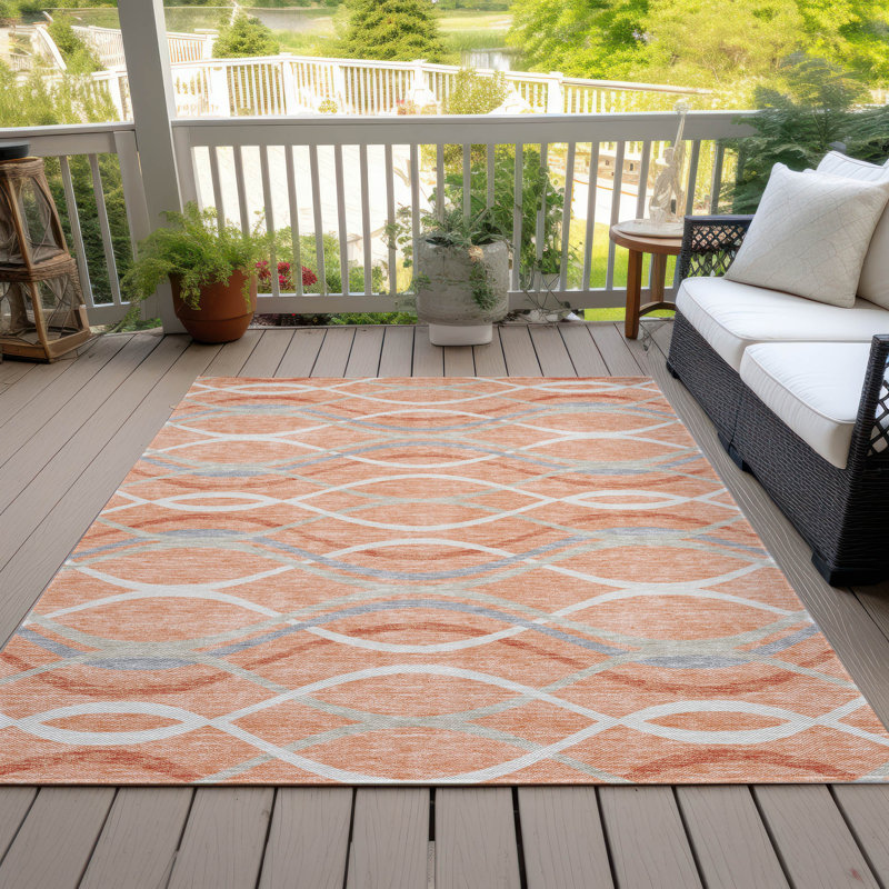 Lamanna Washable Abstract Indoor / Outdoor Rug, Rectangle 8' x 10'