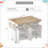 White Fluted Kitchen Island with Drop Leaves Power Outlet Storage Cart Wood Top