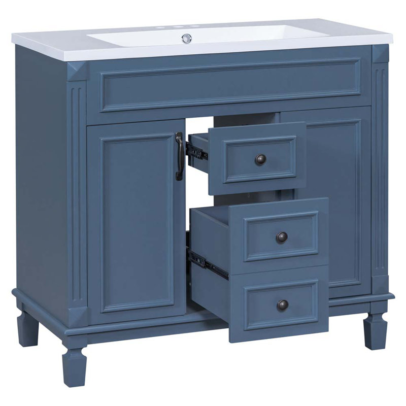 Meuble-lavabo simple avec plateau Clasina 35,9, Bleu