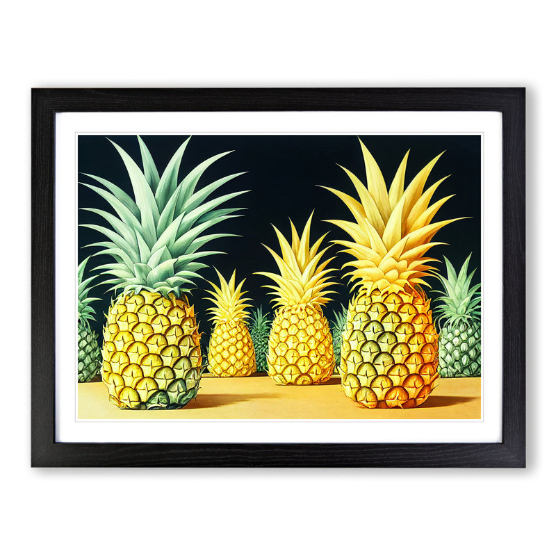 Selection of Pineapples - Framed Print, Black, 46cm H x 64cm W x 2cm D