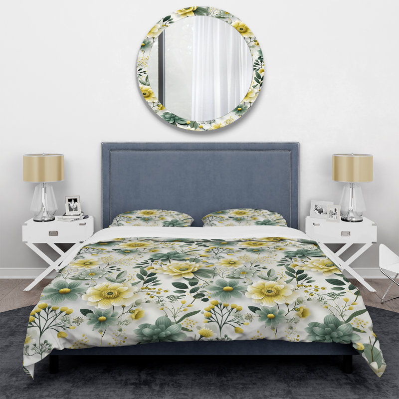 Green Boho Chic Floral Pattern - Ensemble de housse de couette à motif floral