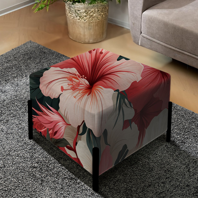 Hibiscus Romance - motif tropical - repose-pieds carré tropical