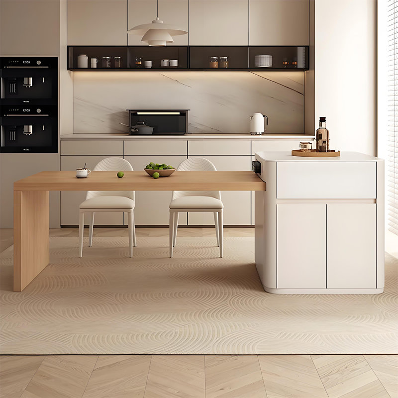 Table de salle à manger avec îlot de cuisine rétractable 86,61 po