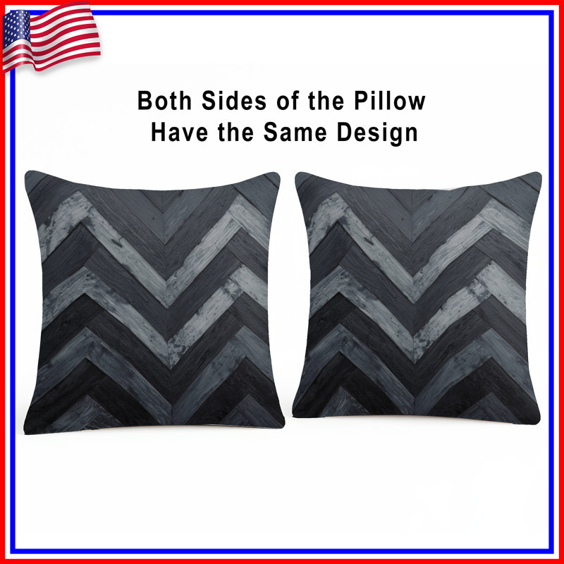Coussins décoratifs à chevrons en bois à double face, 20 po x 20 po