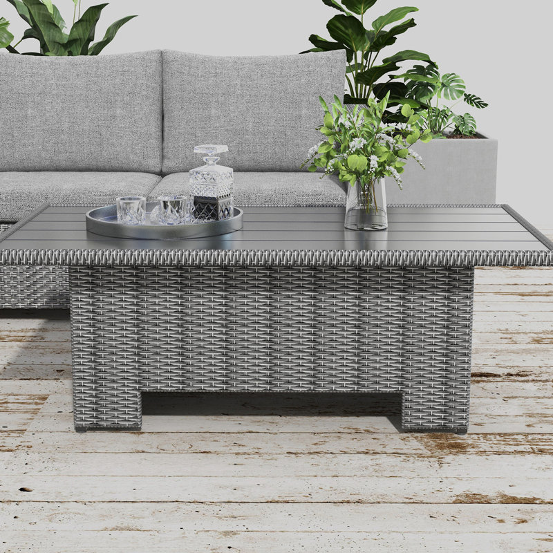 Cahlan Rectangular Metal Outdoor Dining Table , 51.18'' in. W 27.6'' in. D, Gray