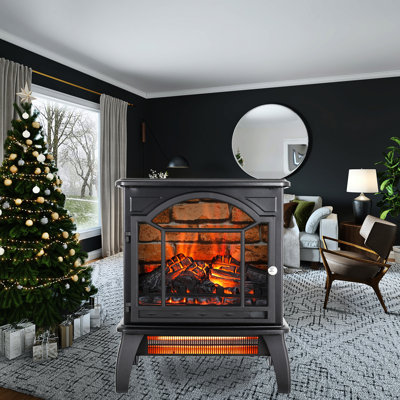 Electric Fireplace With 3D Flame Effect - 18 Inch, 1500W Heat, 5000 /H, Overheat Protection Device Stove /Ul , Realistic Flame, Easy To Operate, Sheet Metal