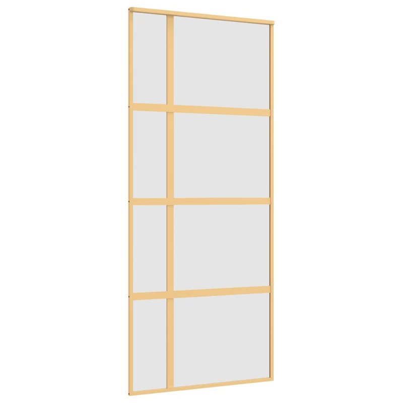 Jamarie Glass and Aluminium Barn Doors, 205cm H x 90cm W x 5cm D, Gold