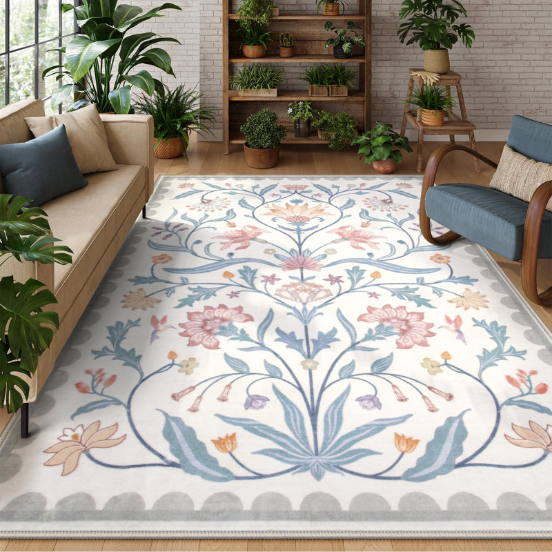  Tapis décoratif antidérapant Boho, Rectangulaire 8 pi x 10 pi