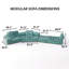 Ensemble de canapés d'angle entièrement modulables, canapé-lit vert menthe surdimensionné à assise profonde et profil bas, canapé modulable à combinaison libre avec coussins rembourrés amovibles pour salon