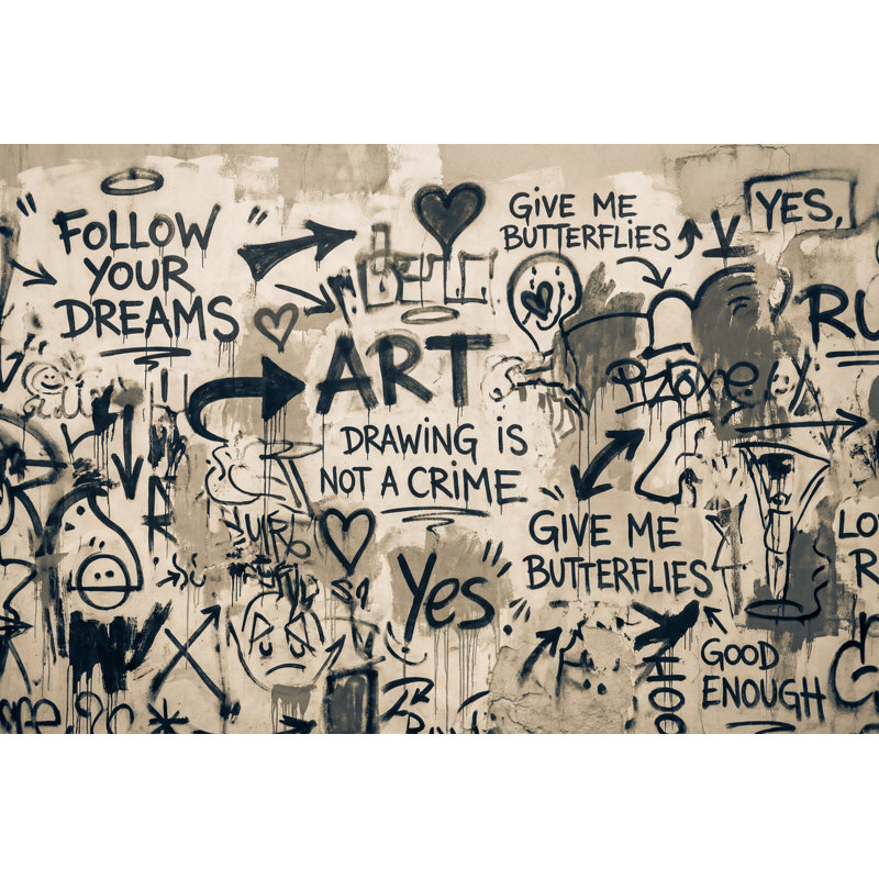 Papier peint graffiti décoratif abstrait mural urbain, 100 po x 96 po, Non tissé