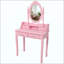 Ensemble de bureau de coiffeuse Princess avec miroir et tabouret rembourré, coiffeuse en bois à 4 tiroirs, coiffeuse-99285118