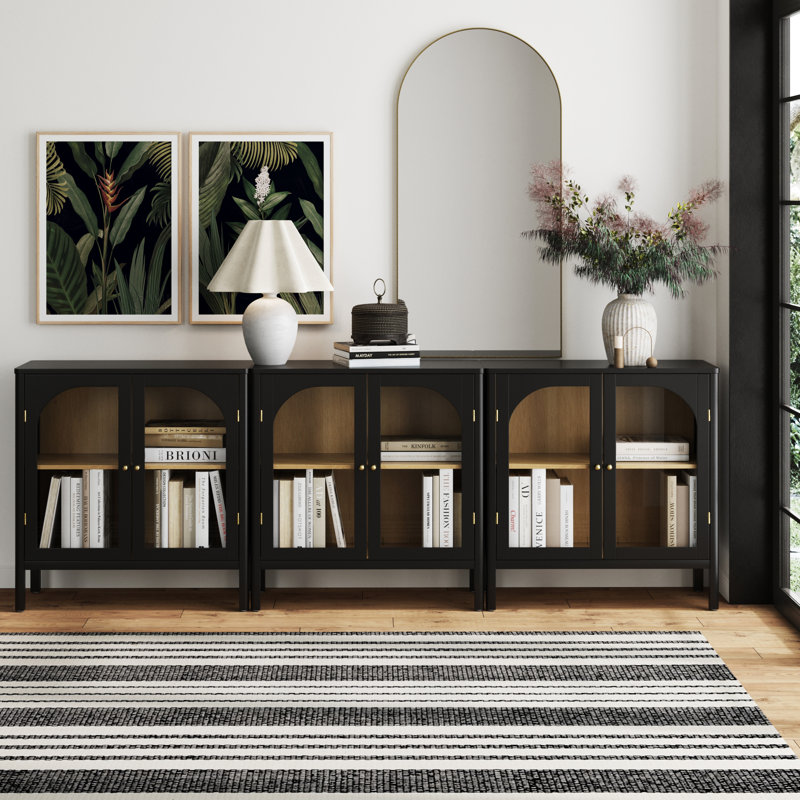 Glass TV Stand, Black