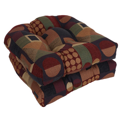 19-Inch Rounded Back Jacquard Chenille Chair Cushion