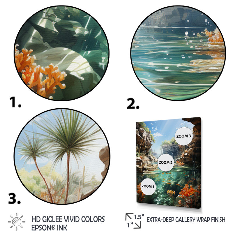 «Underwater Beach Photo I», reproduction sur toile, L 12 po x H 20 po, Cadre flottant blanc