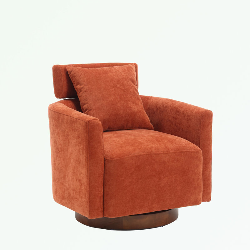Fauteuil demi-tonneau pivotant en chenille, Orange