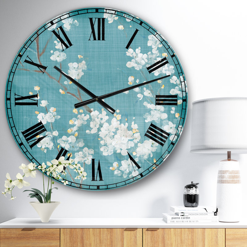 Horloge murale Swigart Blue Cherry Blossoms I - Cabin, Petit