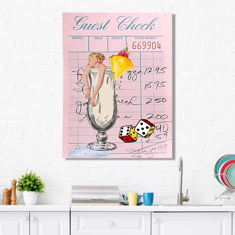 «Happy Check», art mural, salon, H 20 po x l 12 po x P 1 po, Toile tendue