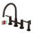 Kingston Brass Kaiser Two-Handle 4-Hole Deck Mount Bridge Kitchen Faucet with Brass Side Sprayer-34612391